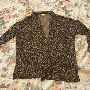 Time and Tru Leopard Print Sweater: Brown, XL